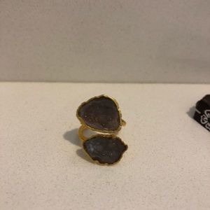 Crystal stone gold and purpleish ring